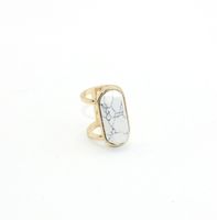 Wholesale Fashion Style gold Plated natural stone ring geometry oval white blue Turquoise ring for women jewelry