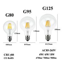 Wholesale E26 E27 LED Filament Bulb V Edison Candle Light G80 G95 G125 Clear Glass Lamp for Retro Pendant Chandelier Fixture