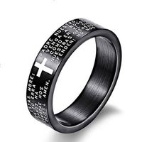 Wholesale Fashion Scripture Cross Bible Text Jesus Tattoo Men Ring Rings For Women Titanium Steel Jewelry Gift