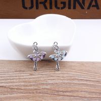 Wholesale 100PCS Ballerina Ballet Charms pendnat Dancer Dancing Girl Charm Silver Plated Rhinestones Charms mm