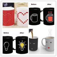 Wholesale 301 ml Creative Ceramic Mugs Color Changing Battery Bulb Coffee Cup Good morning Color Changing Mugs Charming Drinkware Cups Best Gifts