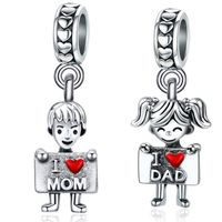 Wholesale Fashion Alloy metal Girl Boy Dangle Design Charms fit European DIY Bracelet Low Price PED344