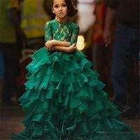 emerald green and gold flower girl dresses