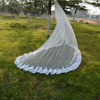 Wholesale 2018 Latest Metre Wedding Veil Long Pretty Lace Appliqued Hemline Top Quqlity White Ivory Mantilla Veil with Comb