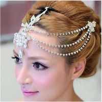 Wholesale Clear crystal dangle forehead headband tiara crown bridal pageant prom headpieces wedding teardrop hair jewelry accessories pc