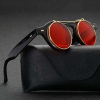 Wholesale Fashion Vintage Round sunglasses Flip Up Sunglasses Classic Double Layer Clamshell Design Sun Glasses color