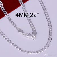 Wholesale 4MM Sterling Silver plated fashion snake chain necklaces for men jewelry to High quality LKN047