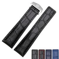 Wholesale 19mm mm mm Quality Genuine Leather Watch bands deployment buckle Replacement Leather Strap For Tag