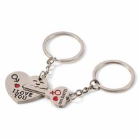 Wholesale 2PCS Pair Couple I LOVE YOU Letter Keychain Heart Key Ring Silvery Lovers Love Key Chain Souvenirs Valentine s Day Gift