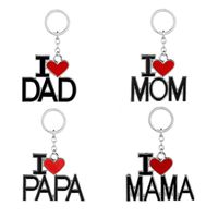 Wholesale I Love DAD MOM MAMA PAPA Keychain Letter Red Heart Love Key Chains Rings Fashion Jewelry for mother father Gift