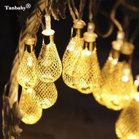 Wholesale Taby Holiday LED String Light M LEDs Iron Moroccan Water Drop Lantern Ball Fairy String Rope for Home Party Decoration