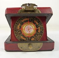 Wholesale handwork old china wood usable compass with box paint dragon phoenix Box
