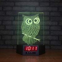 Wholesale Visual Owl D Illusion Night Lights LED Color Change Desk Lamp Clocks Bedroom Sleeping Christmas Decoration R87