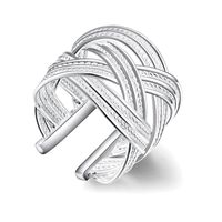 Wholesale Exquisite fashion silver plated large mesh ring jewelry twist open ring
