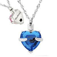 Wholesale Fashion jewelry Cremation Jewelry Always in My Heart September Birthstone crystal Pendant Urn Necklace Ashes Holder Keepsake