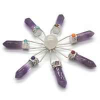 Wholesale Silver Plated Purple Amethyst Rock Crystal Energy Converter Charka Pendant Rose Pink Quartz Jewelry