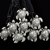 Wholesale Jewelry Tribal Totem Faux Bone Resin Carved frog sun Sea Turtle Pendant Necklace Tortoise Amulet Talisman Gift MN604