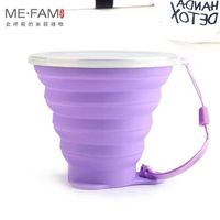 Wholesale ME FAM ml Stainless Steel Silicone Folding Cup With Lanyard Dustproof Cover Lid Outdoor Coffee Cups Retractable Travel Copa