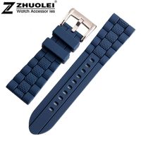 Wholesale 23mm Buckle mm NEW High Quality Men Blue Waterproof Diving Silicone Rubber Watch BANDS Strap