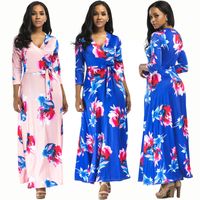 Wholesale Fall Women s sexy hot sales new V neck body dress long pattern S M L XL ankle length Europe and the United States