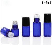 Wholesale DHL Free ml ml ml Cobalt Blue Glass Micro Mini Roll on Glass Bottles with Metal Roller Balls for fragrance perfume