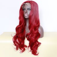 Wholesale Hot Sexy Burgundy Red Body Wave Long Wigs with baby hair Glueless Brazilian Synthetic Lace Front Wigs for Black Women Heat Resistant