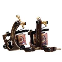 Wholesale A pair of Liner and Shader Tattoo Machines Copper Frame Handmade Gun Professional Tattoo Supplies