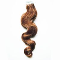 Wholesale 18 quot quot quot quot quot Tape Adhesive Hair Extension set Remy tape in human hair extensions Double Sided Body Wavy Skin Weft Hair Extensions