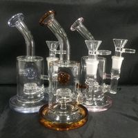 Wholesale Dab Oil Rigs Mini Bong Waterpipe Jet Perc Smoking Glass Water Pipes Purple Pink Amber Glass Water Pipes With mm Banger DGC1316