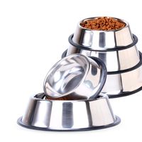 Wholesale Stainless Steel Dog Bowl Round Wear Resistant Practical Pet Feeders Dishes Anti Skid Ring Cat Dogs Sturdy Bowls Many Size yr ZZ