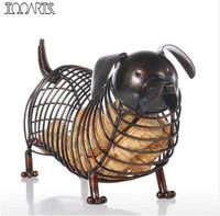 Wholesale Tooarts Metal Animal Figurines Dachshund Wine Cork Container Modern Artificial Iron Craft Home Decoration Accessories Gift