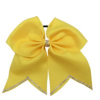 Wholesale 8 New Arrival Rhinestone Cheer Bow Grosgrain Ribbon Cheerleading Bow With Elastic Band Hair Bows For Girls
