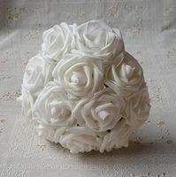 Wholesale Simulation flower White Foam Roses Bridal Bouquet Artificial Wedding Christams Decor Centerpiece Flowers
