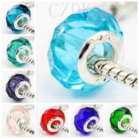 Wholesale Fashion Sterling Silver Screw Fascinating Faceted Murano Glass Beads Fit Pandora Jewelry Charm Bracelets Necklaces KKA1061
