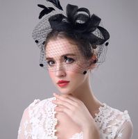 Wholesale Women Wedding Bridal Veils Hat Decorated European Style Feather Fascinator Cocktail Party Hat Headwear Hair Accessories