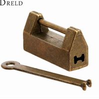 Wholesale 1Pc Vintage Antique Iron Chinese Old Lock Retro Brass Padlock Jewelry Wooden Box Padlock Lock for Suitcase Drawer Cabinet Key