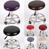 Wholesale round elastic pu chair covers faux leather spandex bar stool seat covers home chair slipcover bar stool chair protectors