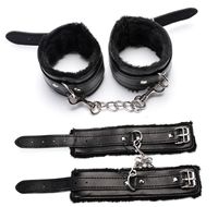 Wholesale 1 pair Plush Handcuffs Sex Toys Leather With Chain SM Appliances Handcuffs RPG Beauty And Beast Women bdsm Bondage Erotic Toys