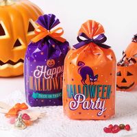 Wholesale 50pcs set Cookie Candy Bag Halloween Pumpkin Convenient Carry Cookie Bag Small Gift Trick or treat Candy Bags