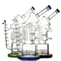 Wholesale 13 Inch Hookahs Glass Bong Oil Rig Heady Recycler Bongs Coil Perc Dab Rigs Turbine Disc Percolator Triple Chamber Water Pipe WP558
