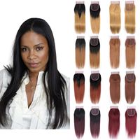Wholesale 10 Inch Straight x4 Lace Closure with Baby Hair Brazilian Human Hair Natural Black J Pure Ombre Color Closure Only