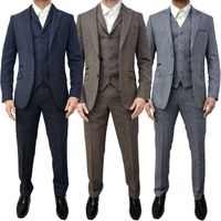 Wholesale Men Cavani Piece Designer Retro Tweed Herringbone Groom Slim Tailored Fit Suit Mens Wedding Suits Bridegroom Jacket Pants Vest brooch