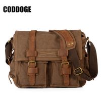 Wholesale CODDOGE Vintage canvas Bags Crazy Horse Handbags Office Bags for Mens Messenger Bag Men Leather Laptop Bag Briefcases