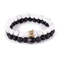 Wholesale New Volcanic Stone Couple Bracelets Crown Natural Chakra Energy Beads Bracelets Strands Jewelry Accessories Lover Gift
