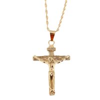 Wholesale 24K Gold Jesus Cross Necklace Religion Crucifix INRI Pendant Jewelry