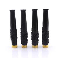 Wholesale Quality removable copper head pull rod double filtration pipe fittings new ebony carving craft solid wood cigarette holder