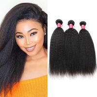 Wholesale 8A Peruvian Virgin Hair Bundles Afro Kinky Straight Human Hair Extensions Weft Italian Coarse Yaki Straight Bundles Crochet Hair Weave