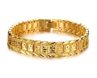 Wholesale Bangle Bracelets For Women Men K Yellow Gold Real Filled Bracelet Solid Watch Chain Link inch Gold Charms Bracelets KKA1846