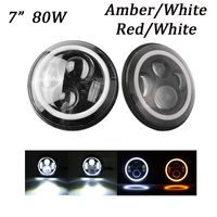 Wholesale ECAHAYAKU W inch round car LED headlight with halo ring off road wrangler motorcycle automotive driving headlamp with angel eyes