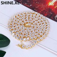 Wholesale 6mm Hip Hop Iced Out Gold Silver Color Plated Tennis Chain Necklace Micro Paved Round Zircon Link Necklace Inch